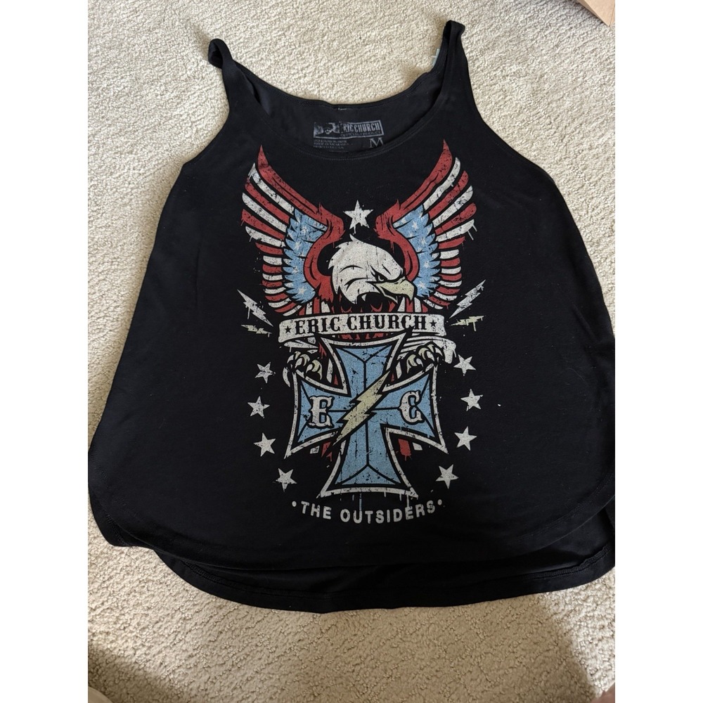 ERIC CHURCH The Outsiders Concert Tour Tank Top Women's Small M Gray Eagle Flag